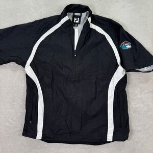 FootJoy FJ Mens Large Black White Golf Windbreaker‎ Jacket Wentworth GC S/S EUC